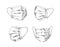Breathing masks. Hand drawn medical face mask, flu pneumonia and coronavirus protection and prevention. Vector doodle