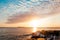 A breathless capture of the golden hour in Colonia Del Sacramento, Uruguay with a view to Rio De La Plata with reflexions of the s