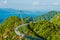 Breathtaking aerial landscape with Sky bridge, symbol Langkawi, Malaysia. Adventure holiday. Modern technology. Tourist attraction