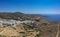 Breathtaking aerial panoramic view over Chora, Kythera by the Castle at sunset. Majestic scenery over Kythera island in Greece,