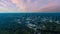 A breathtaking aerial shot of the sky scrapers and office buildings in the cityscape of Brookhaven