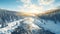 Breathtaking aerial view of snow covered pine trees in the picturesque winter forest of norway