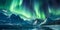 Breathtaking Aurora Borealis Display Over Snow Covered Mountains in a Pristine Arctic Wilderness Under a Starry Sky