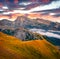 Breathtaking autumn view from the top of Rolle pass.