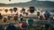 The breathtaking beauty of a massive and colorful hot air balloon festival with balloons of all shapes created with Generative AI