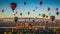 The breathtaking beauty of a massive and colorful hot air balloon festival with balloons of all shapes created with Generative AI