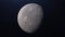 Breathtaking cosmos background with rotating realistic moon. Animation. Astronomical body, full moon cycle, view from