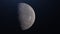 Breathtaking cosmos background with rotating realistic moon. Animation. Astronomical body, full moon cycle, view from