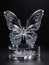 A breathtaking crystal quartz glass sculpture of a delicate butterfly