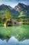 Breathtaking dawn at Hintersee lake in Alps