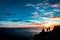 Breathtaking dusk over ocean as background, Scotland, UK