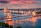 Breathtaking evening view of Parliament and Chain Bridge in Pest city.