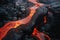 A breathtaking image capturing the natural phenomena of molten lava gracefully cascading down a volcanic mountain., River of