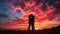breathtaking image capturing the silhouette of a couple embracing against a vibrant sunset
