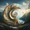 Breathtaking landscape melding with majestic animal showcasing the golden spiral