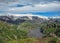 Breathtaking landscape of Myrdalsjokull glacier, trekking trail in Thorsmork, southern Iceland