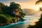 Breathtaking landscape portrait of a lush magical fantasy beach