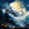 Breathtaking landscape with a roaring mountain and avalanche