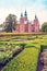 Breathtaking magical landscape with park patterns in famous Rosenborg Castle in Copenhagen, Denmark. Exotic amazing places.