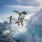Breathtaking moment as penguins plunge into crystal-clear waters
