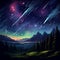 Breathtaking Night Sky with Mesmerizing Meteor Shower