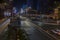 Breathtaking night view of Las Vegas cityscape with gorgeous defocused light tracers of cars on Strip Road. Nevada, Las Vegas.