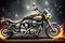 The Breathtaking Panorama of a Magnificent Modern Motorcycle in Classic Style. AI generated