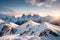 A breathtaking panorama of a snow-covered mountain range