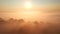 Breathtaking panoramic view of the foggy terrain in the morning light. Filmed in UHD 4k video