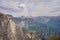 Breathtaking panoramic view of the Grlo Sokolovo gorge in Montenegro. In the foreground is a mountain, the flat side of