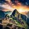 Breathtaking panoramic view of Machu Picchu at sunrise
