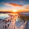 Breathtaking panoramic view of Oslo at sunset