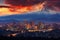 A breathtaking panoramic view showcasing a cityscape with a captivating mountain range in the background., Santiago, Chile
