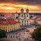 Breathtaking Panoramic View of Vilnius with Iconic Landmarks and Vibrant Streets