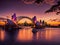 A breathtaking photorealistic depiction of Sydney Harbor during dusk generated by Ai