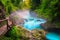 Breathtaking Radovna river in Vintgar gorge and wooden footbridge, Slovenia