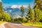 Breathtaking road to Tatra mountains at sunset, Poland