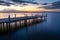 Breathtaking scene of pier in steinhude in lower Saxony after sundown