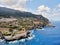 Breathtaking scenery landscape waterside aerial photo of Banyalbufar village distant view