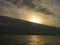 Breathtaking seascape before the storm and rain. View of the sea over which a huge black unique  cloud hovered