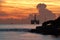 Breathtaking shot of the drilling platform off Copacabana Fort at dawn