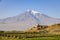 Breathtaking shot of the Khor Virap in front of Mount Ararat, Armenia