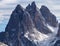 Breathtaking shot of the snowy rocks in the Italian Alps in the early morning