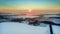 Breathtaking Siberian winter. Soft sunset, stark industrial silhouettes. Aerial Drone Shot.