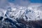 Breathtaking snow mountain range landscape at the Meribel ski area in France.