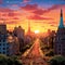 Breathtaking Sunset Over Buenos Aires with Iconic Landmarks