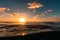 Breathtaking sunset over the ocean in the island of Bonaire, Caribbean