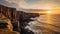 Breathtaking sunset over a rugged coastal cliff