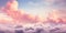 Breathtaking sunset with a sky painted in soft pink hues. AI generative