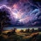 Breathtaking Thunderstorm Scene with Swirling Clouds and Dazzling Lightning Strikes